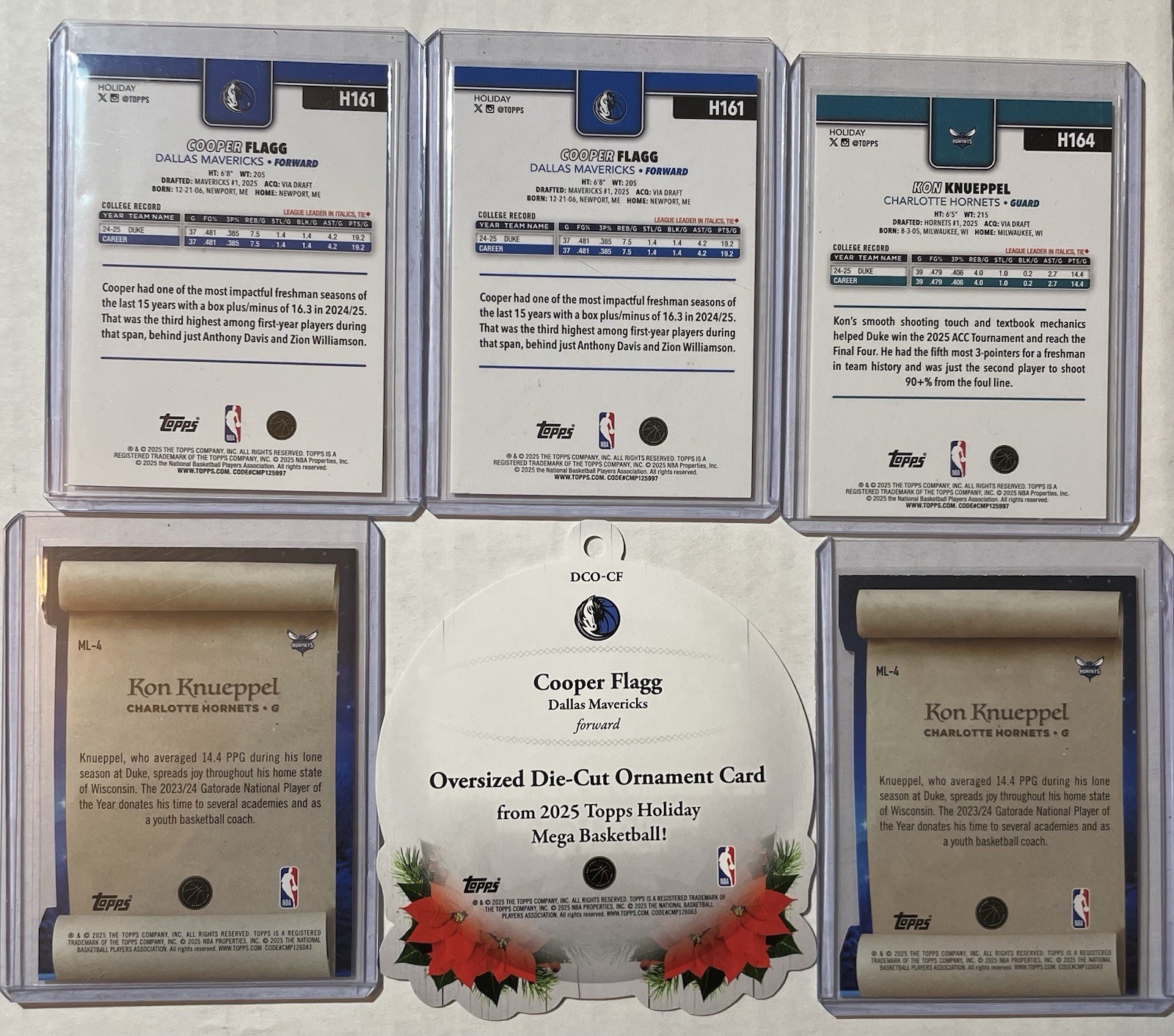 🔥🔥2025-26 Topps Holiday Cooper Flagg & Kon Knueppel 6 Card Lot🔥🔥