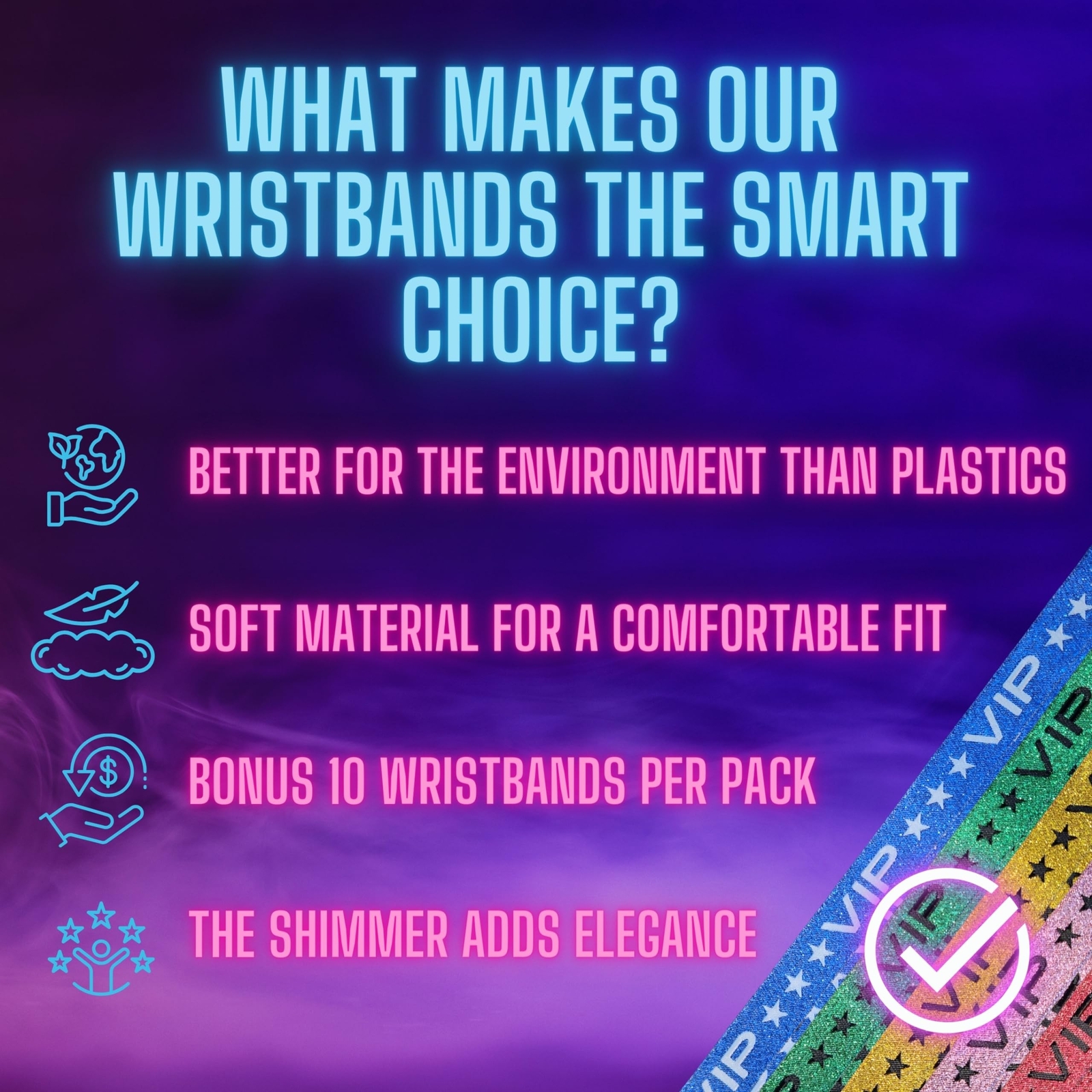 110 Pack Glitter Gold VIP Party Wristbands with Secure Locking Clip. Must Hav...