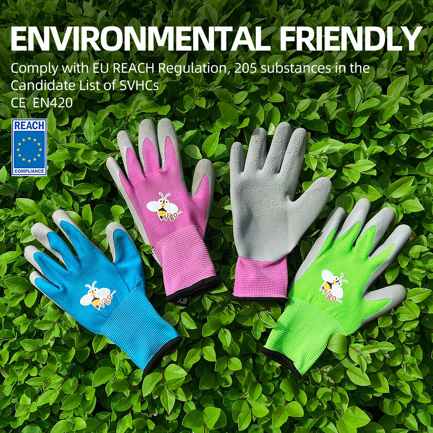 Vgo 1/3Pairs Age 3-9 Kids Latex Gardening Gloves Work Gloves(KID-RB6013)