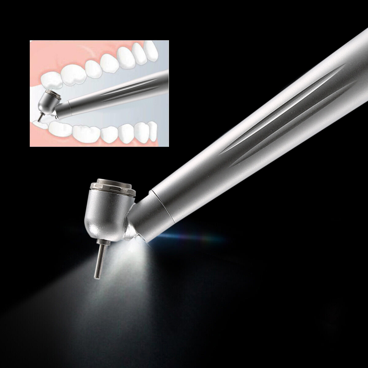 NSK Style Dental LED 45° Degree Surgical High Speed Handpiece Push Button 4 Hole