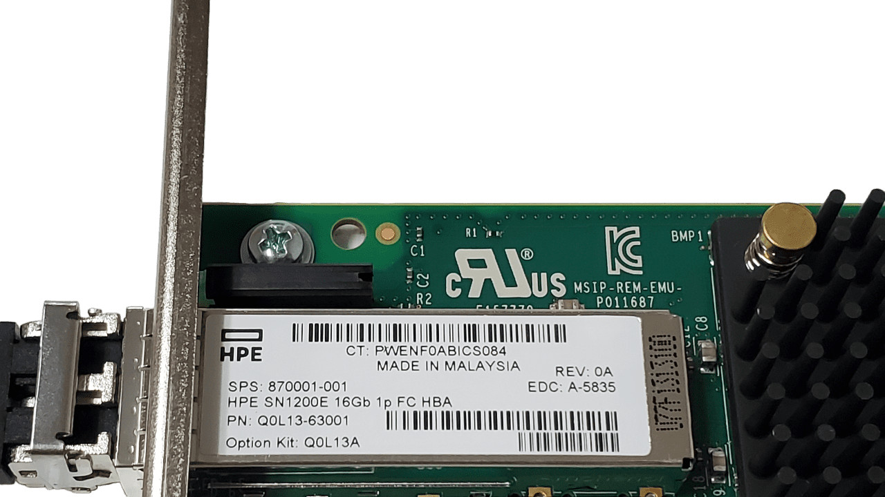 HP SN1200E Single Port 16Gb HBA Q0L13-63001 870001-001 Full Height w/ SFP