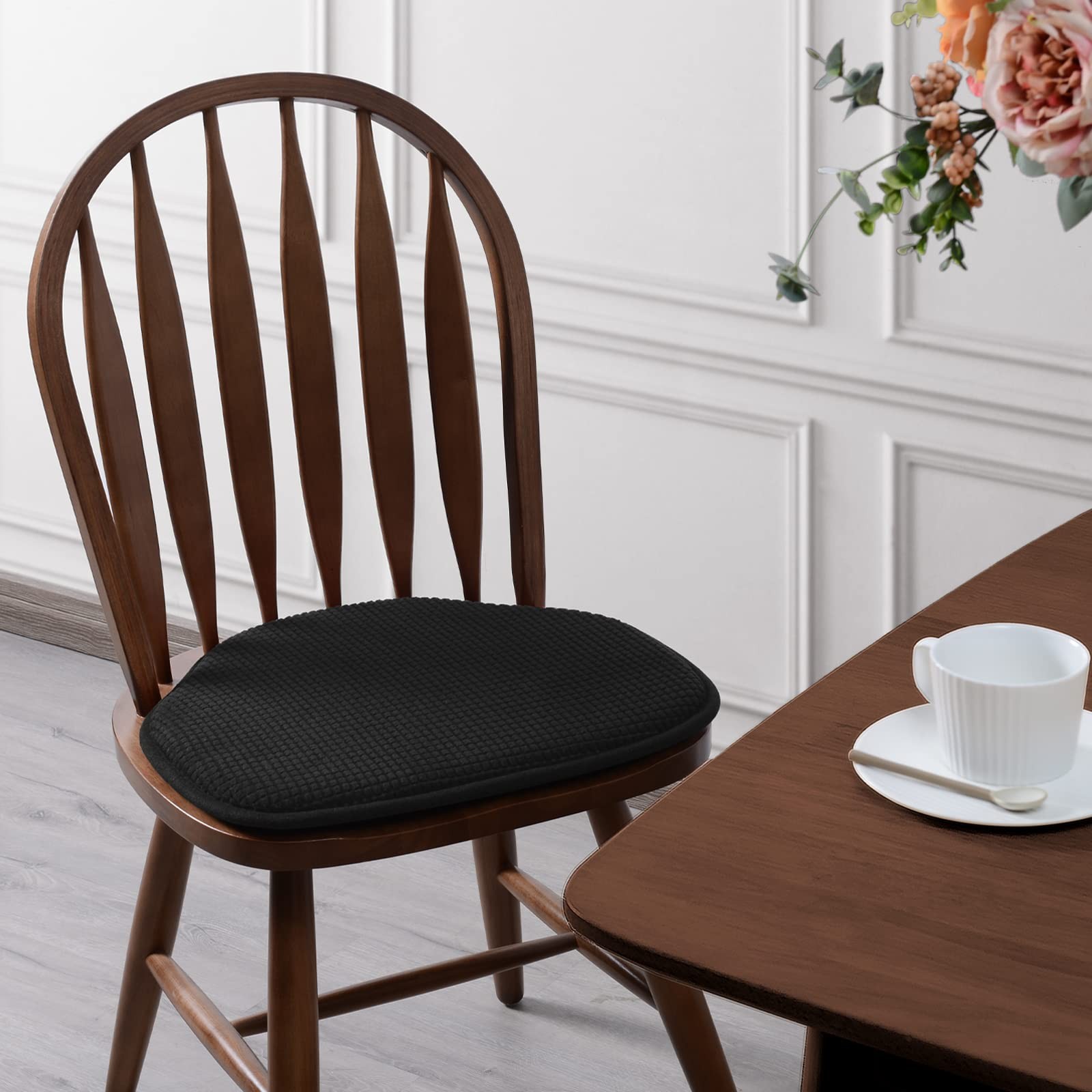 Shinnwa Windsor Chair Cushions 4 Pack, Non Slip 4 Count (Pack of 1), Black