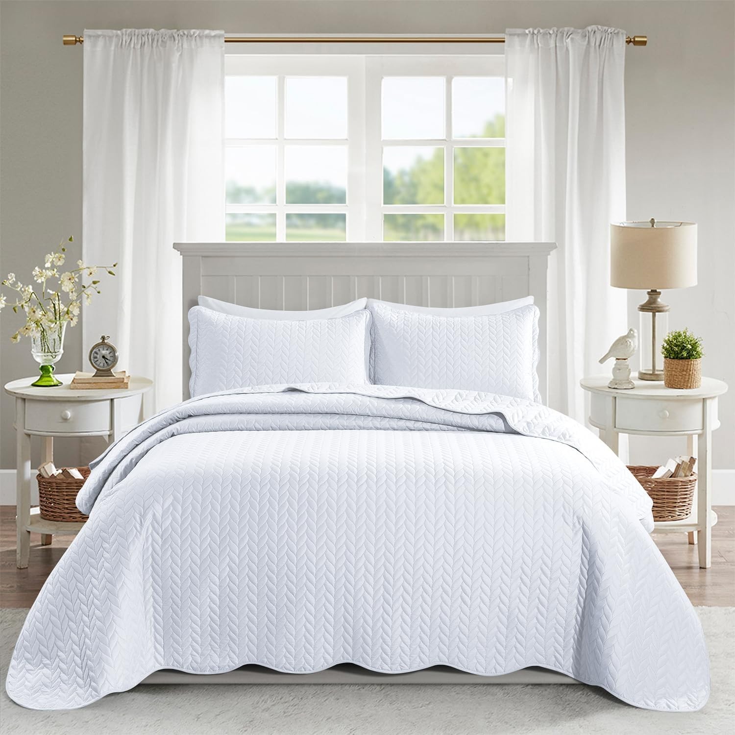 Luxury Cooling Comforter Bedding Set Quilted Coverlet Bedspread Bed Throw King