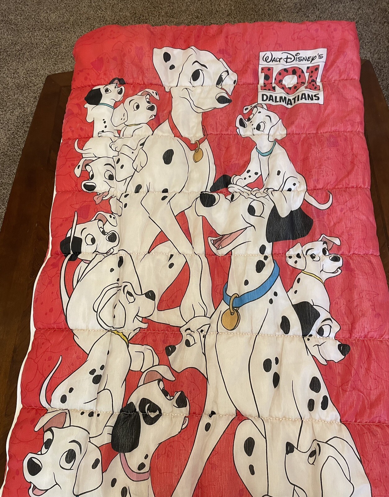 Vintage 90's Disney 101 Dalmatians Red Double Sided Youth Sleeping Bag Read