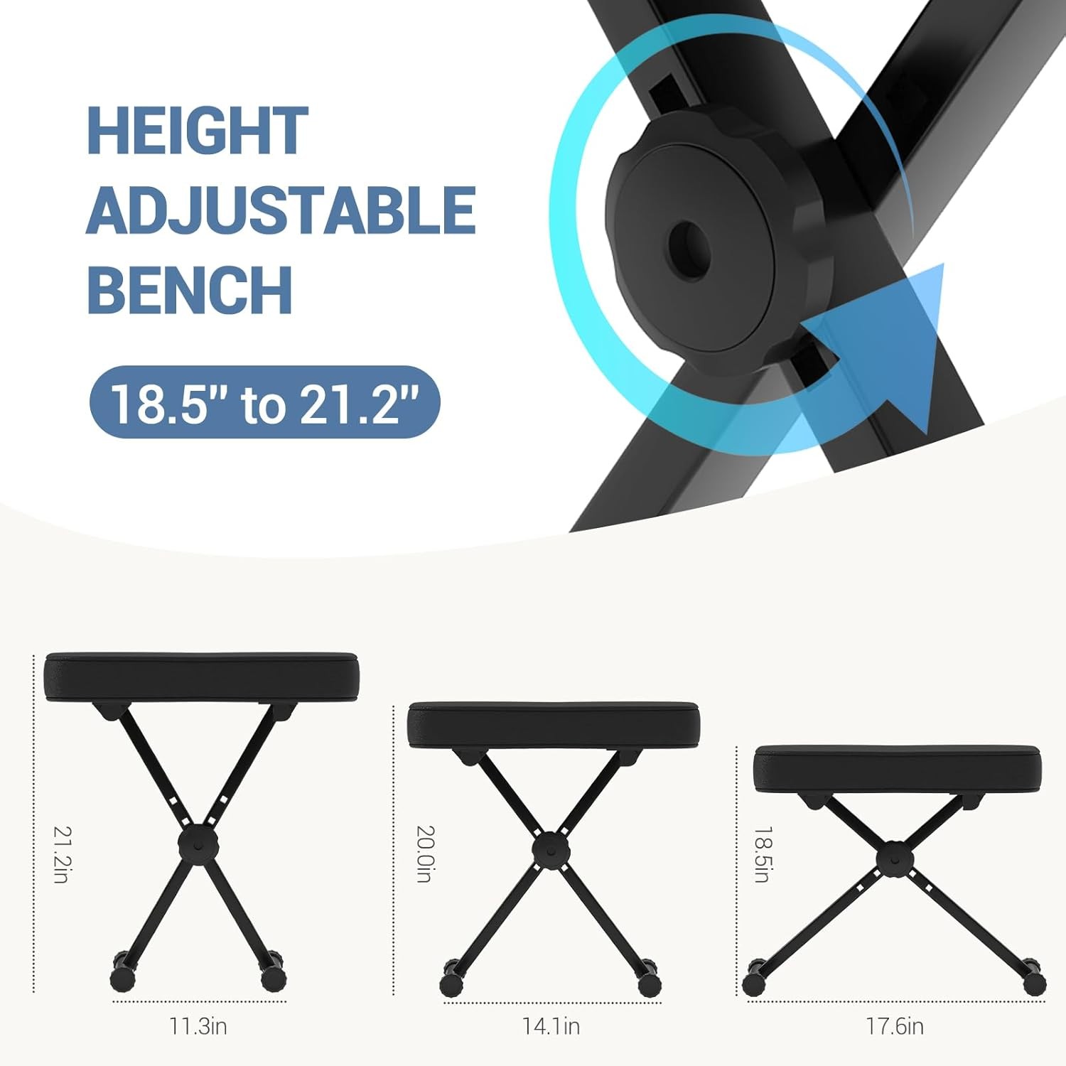 Adjustable Padded Keyboard Bench X-Style Collapsible Piano Guitar Stool Chair