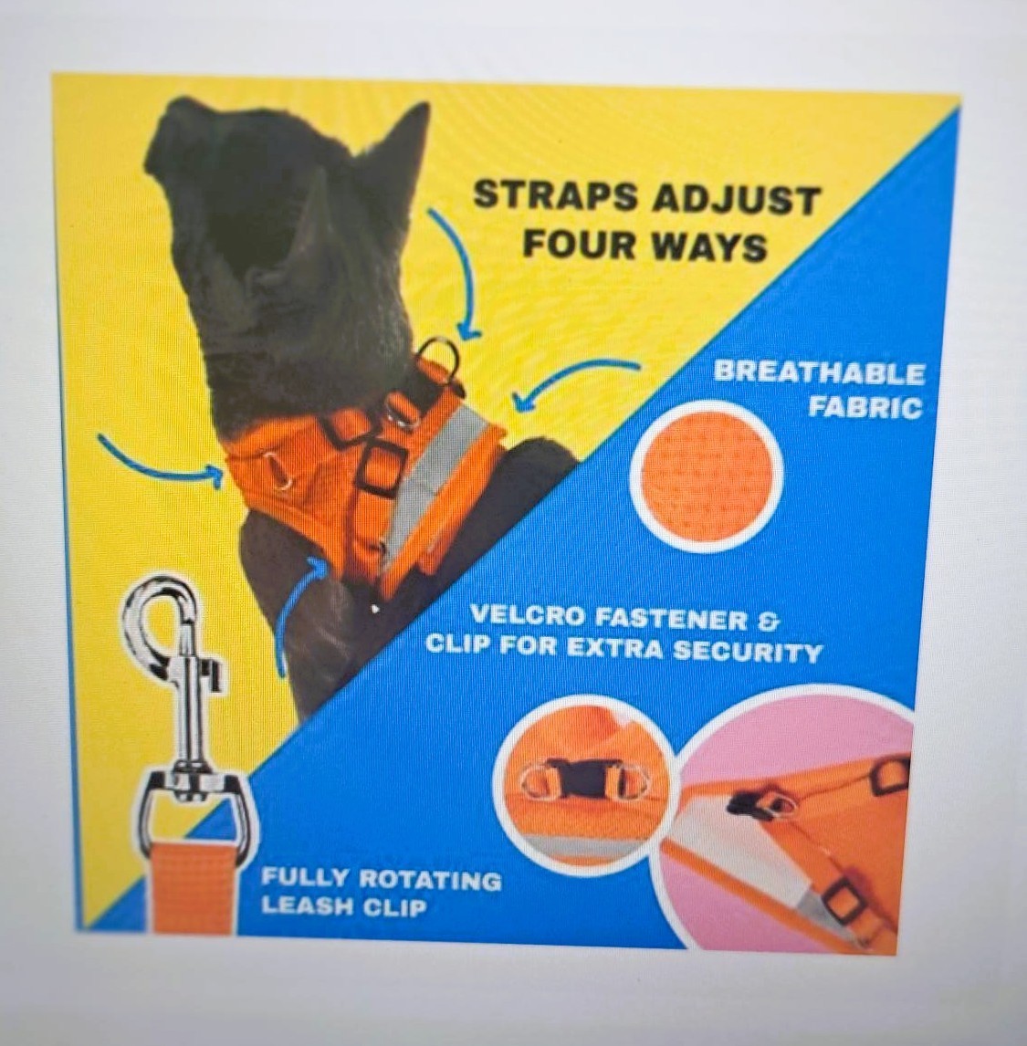 Travel Cat Orange Reflective Harness LARGE & 4' Leash - Chest 15-21.8 Inches