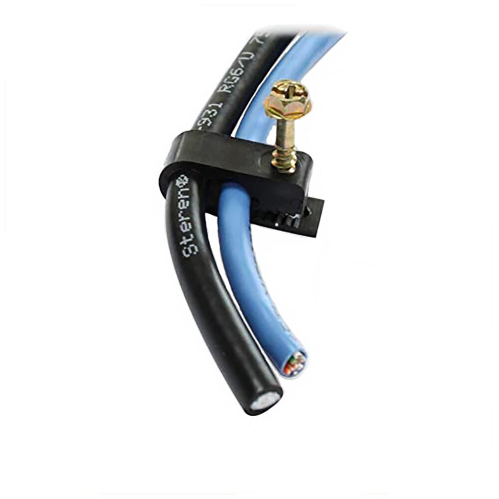 SatelliteSale Grip Clip Dual Cable Clips - Black 100 Count