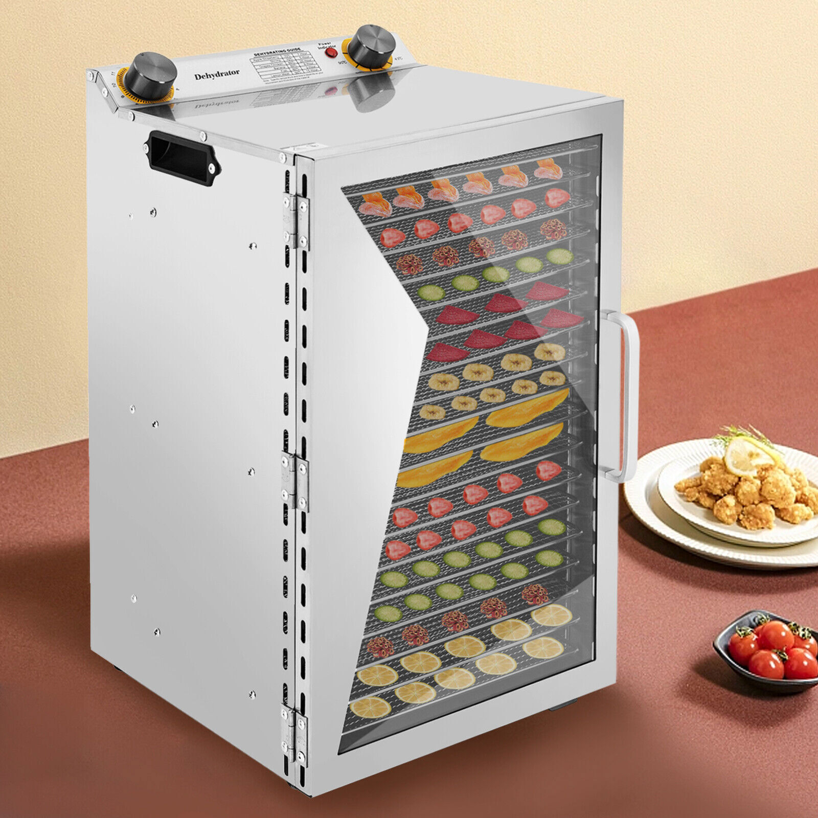 18 Trays Food Dehydrator Machine Stainless Steel Adjustable Temp & Timer USA