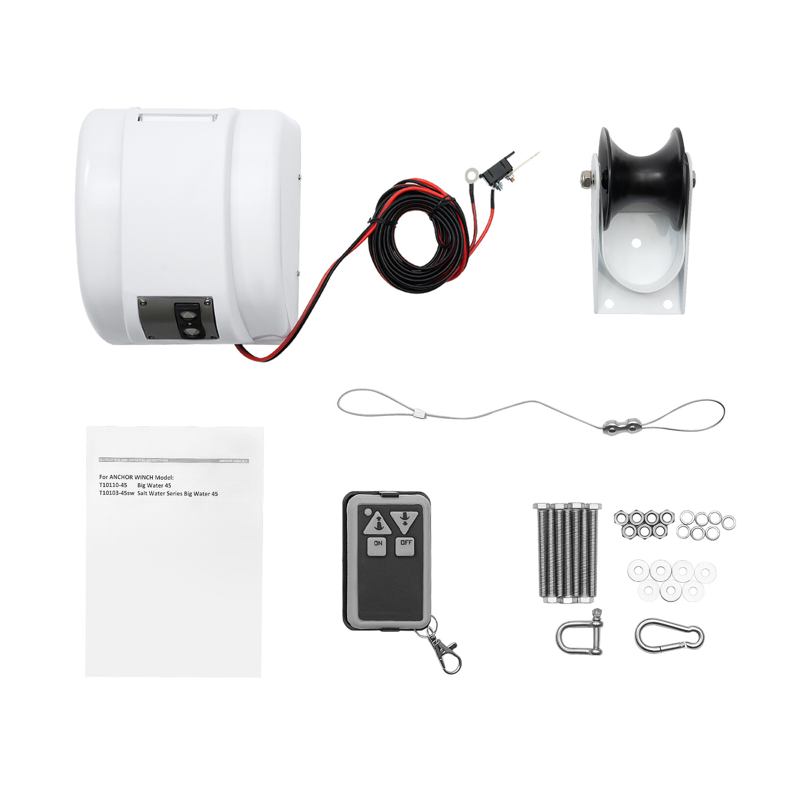 45 LBS Free Fall Saltwater Marine Boat Electric Anchor Winch W/ Wireless Remote