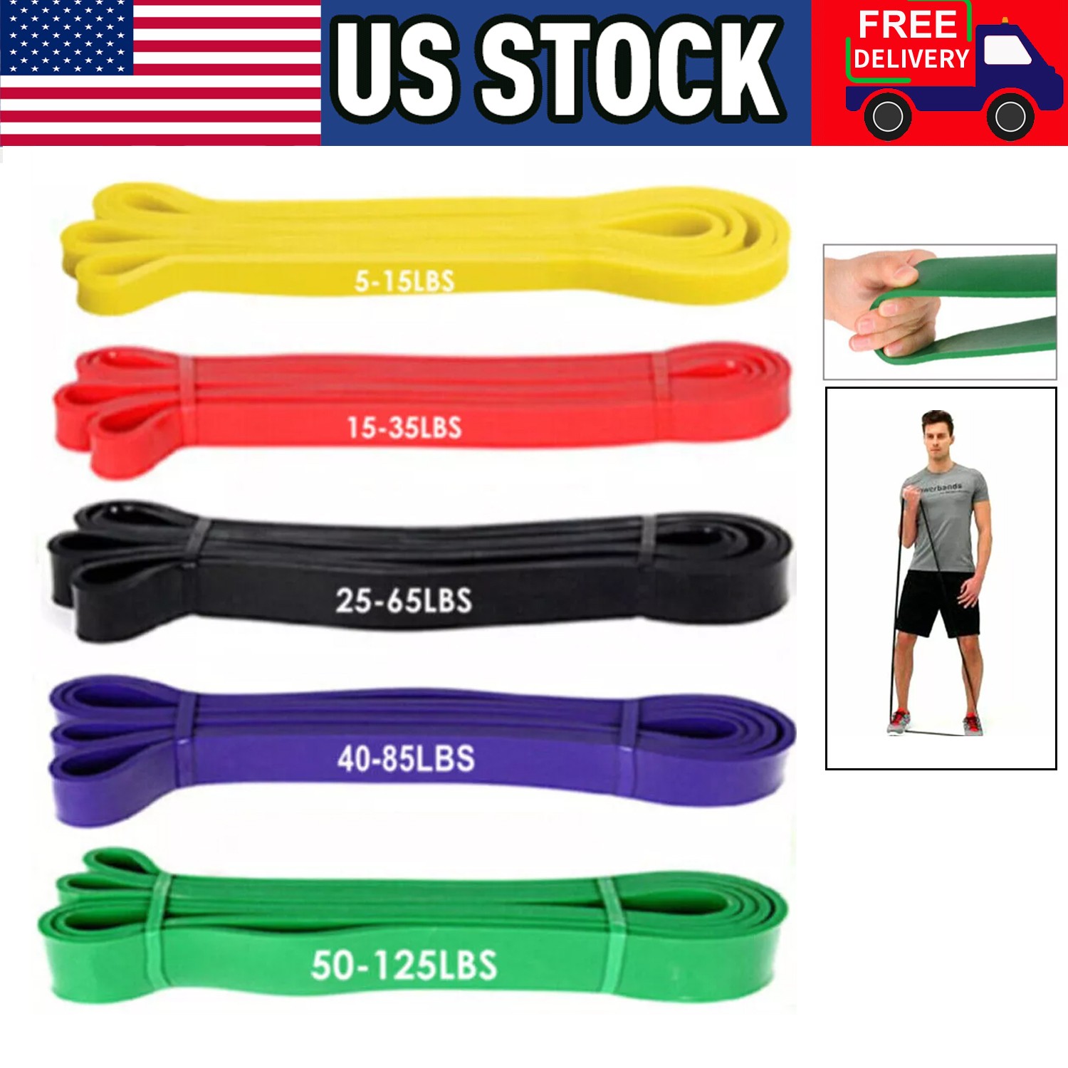 Heavy Duty Resistance Bands Set 5 Loop for Gym Exercise Pull up Fitness Workout