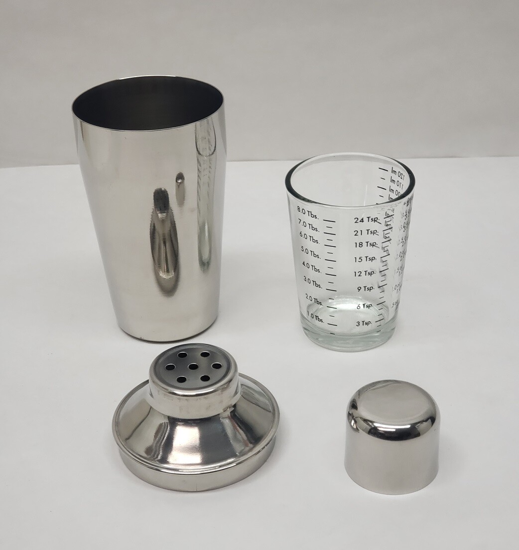 10 oz. Mini STAINLESS Boston SHAKER Cocktail Mixer Tin & Measuring Glass Jigger