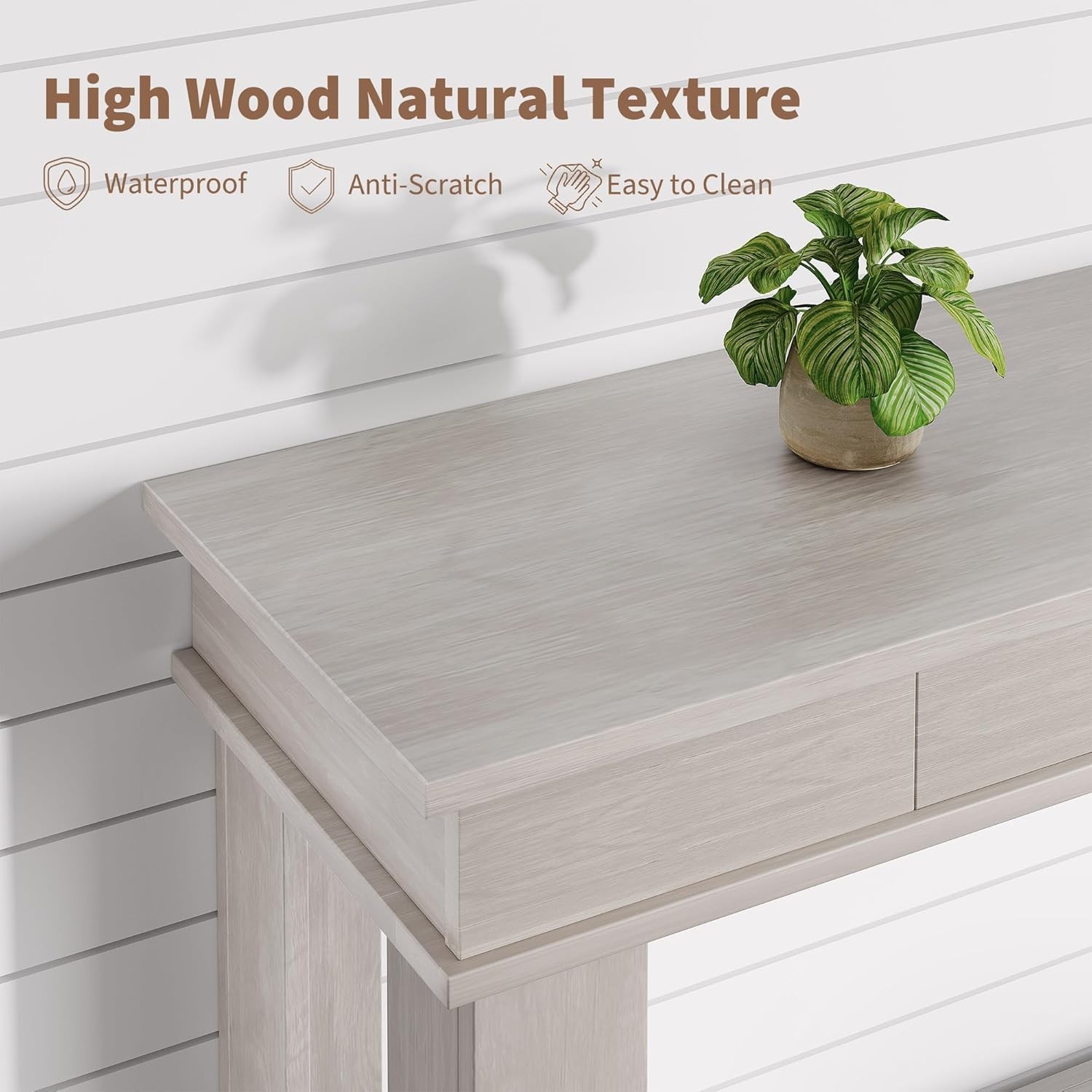 54" Wooden Console Table, Entryway Table with Drawers & Open Storage Shelf