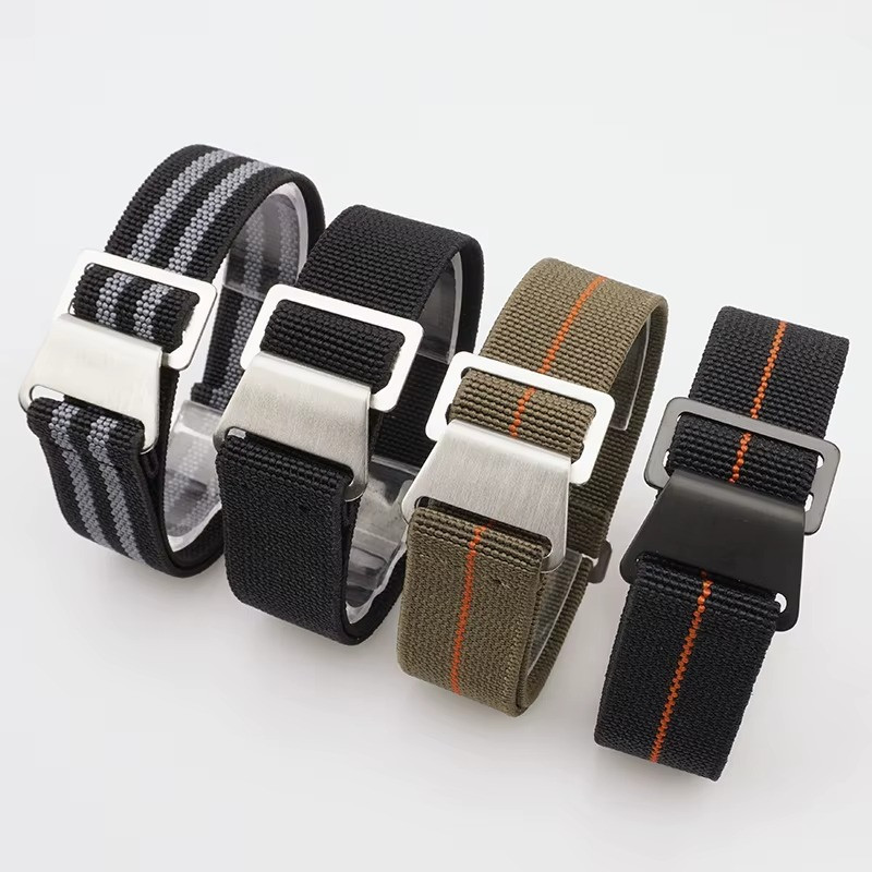 60s French Troops Parachute Bag Elastic Watch Strap 18 20mm 22mm Nylon Watchband