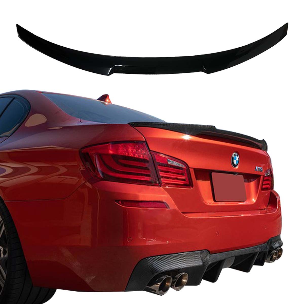 Fit 2011-16 BMW F10 5-Series Sedan Gloss Black M4 Style Rear Trunk Spoiler Wing