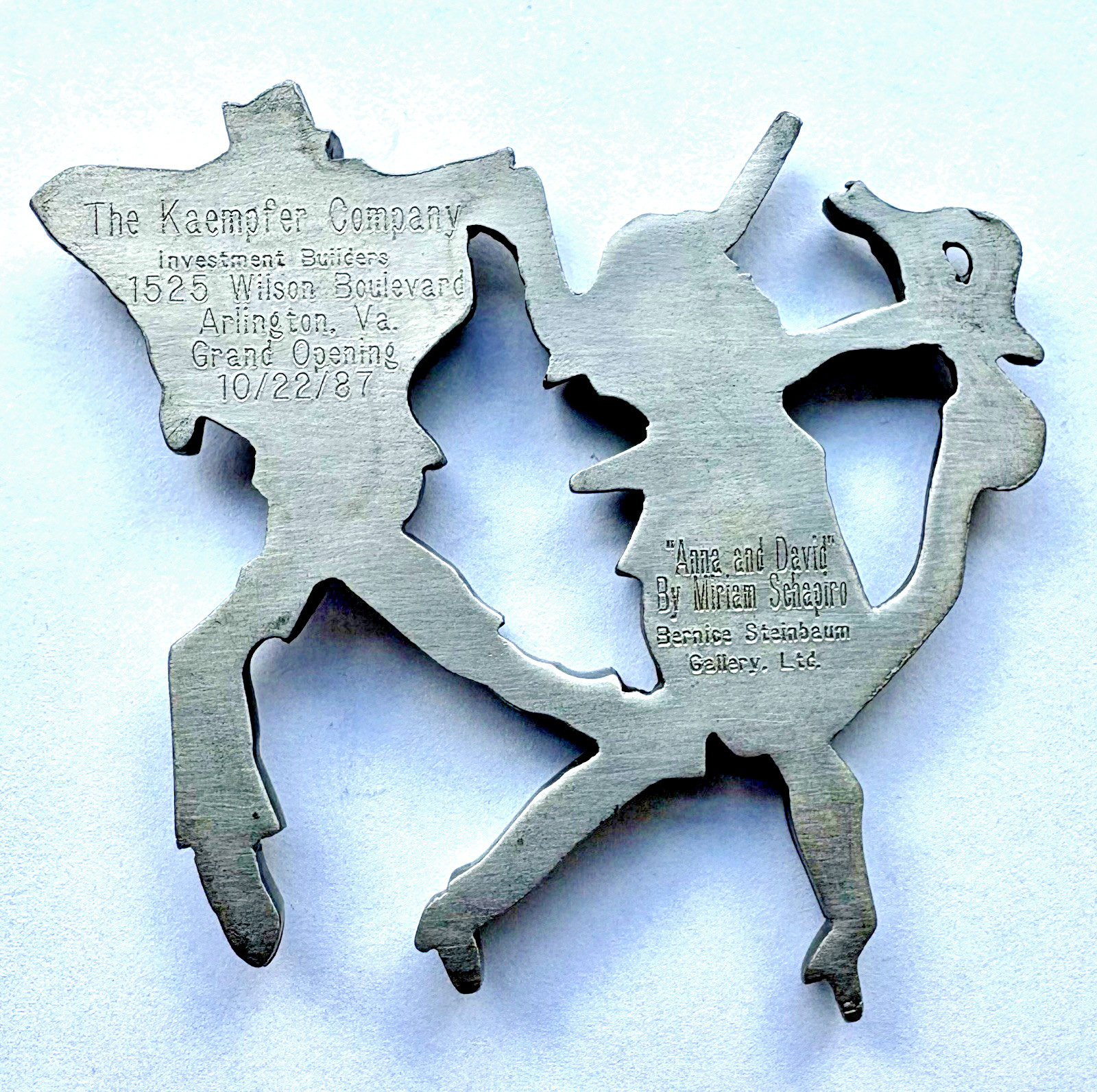 "Anna and David" Dancing Couple Sculpture By Artist Miriam Schapiro