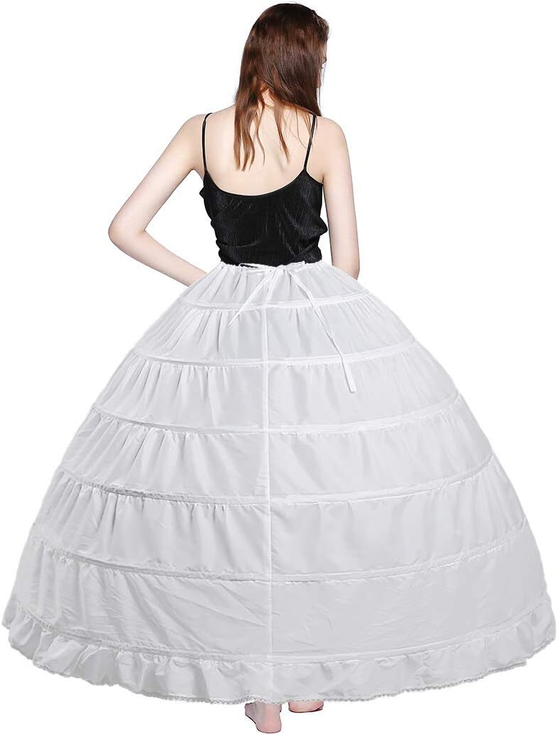 Full 6 Hoop Skirt Floor Length Crinoline Underskirt Wedding Dress Petticoat
