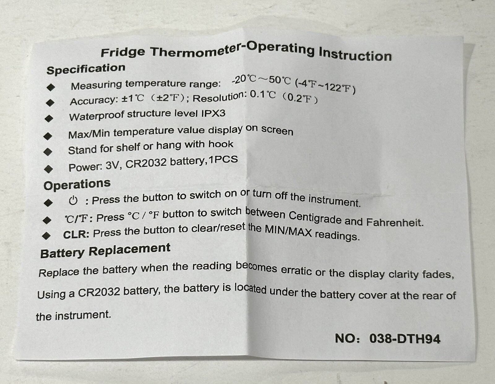 New 2-PACK Digital Refrigerator Freezer Thermometer Monitor Large LCD White