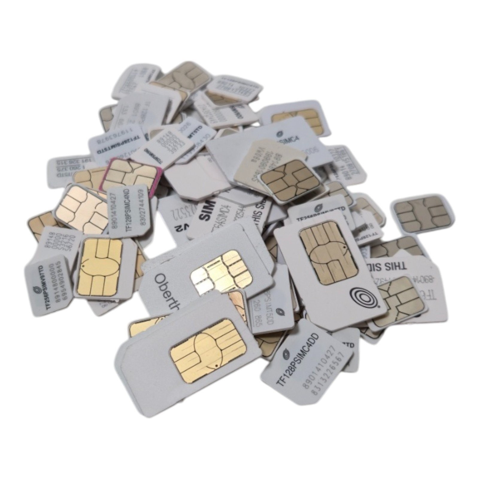 Lot of 100 Scrap SIM Cards For Gold Recovery - AT&T, TracFone, Verizon & More
