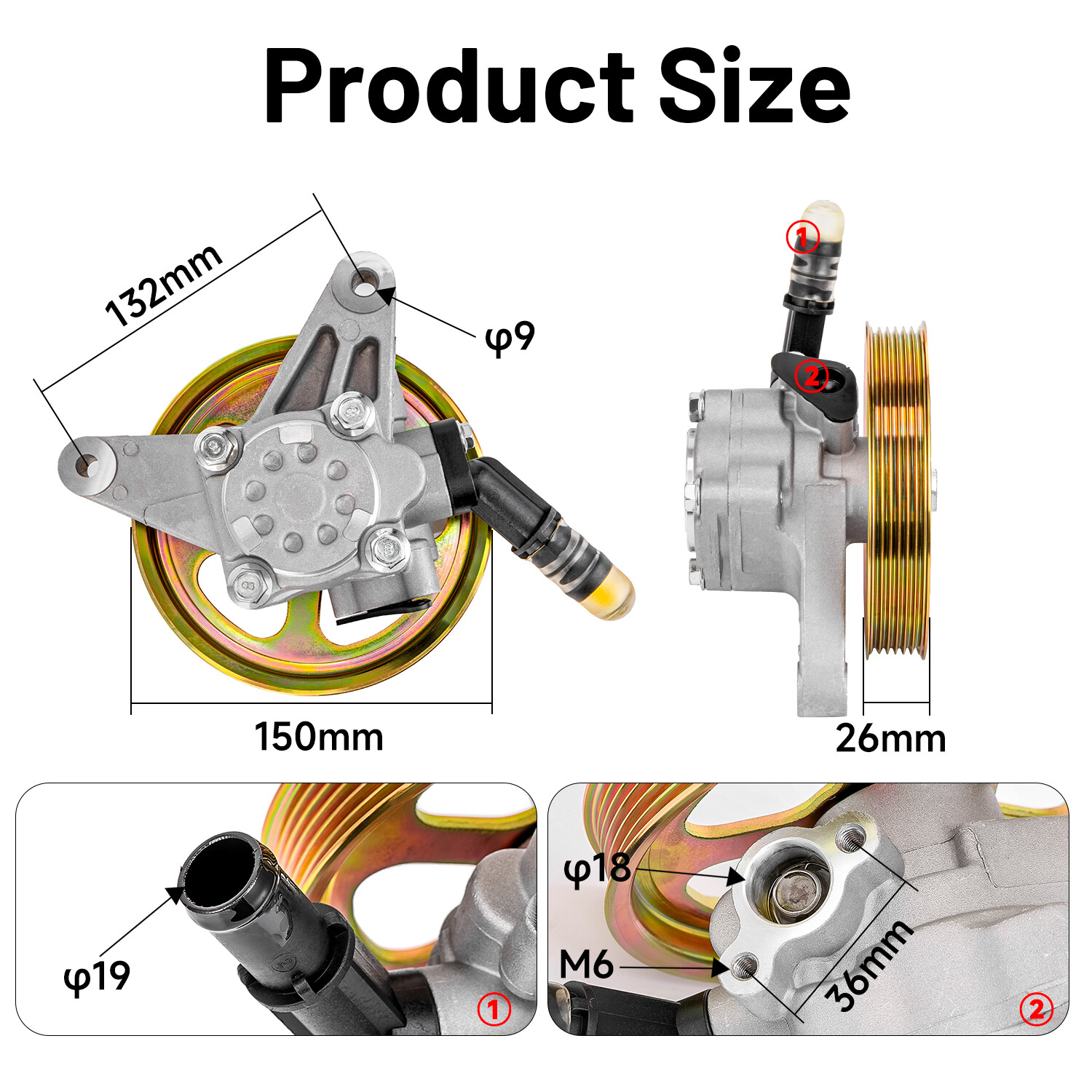 Power Steering Pump w/ Pulley for Acura TL 3.2L 2004 2005 2006 2007 2008 2008