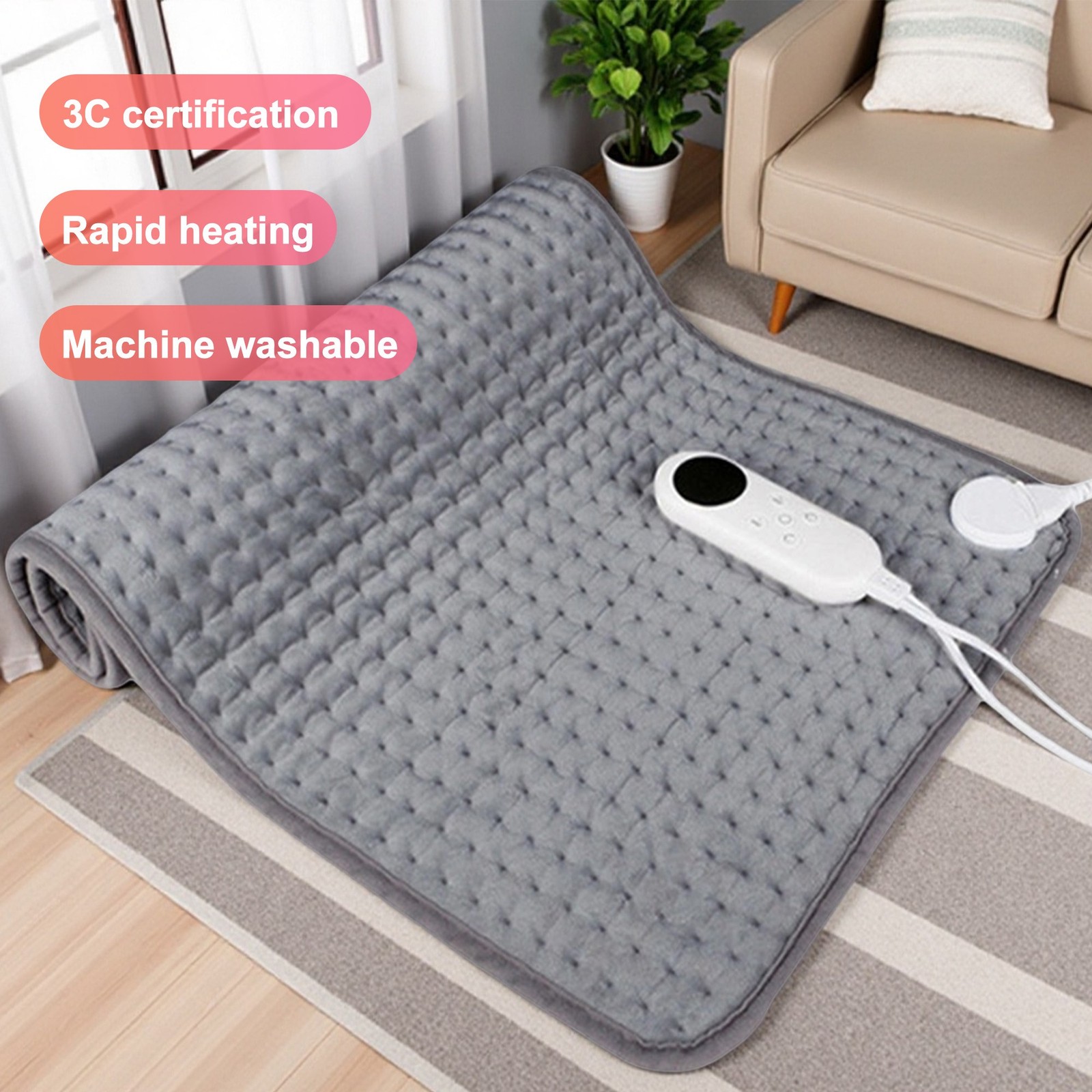 6 Levels Electric Heating Pad For Back Pain Cramps Relief Auto Shut Off 12x24”