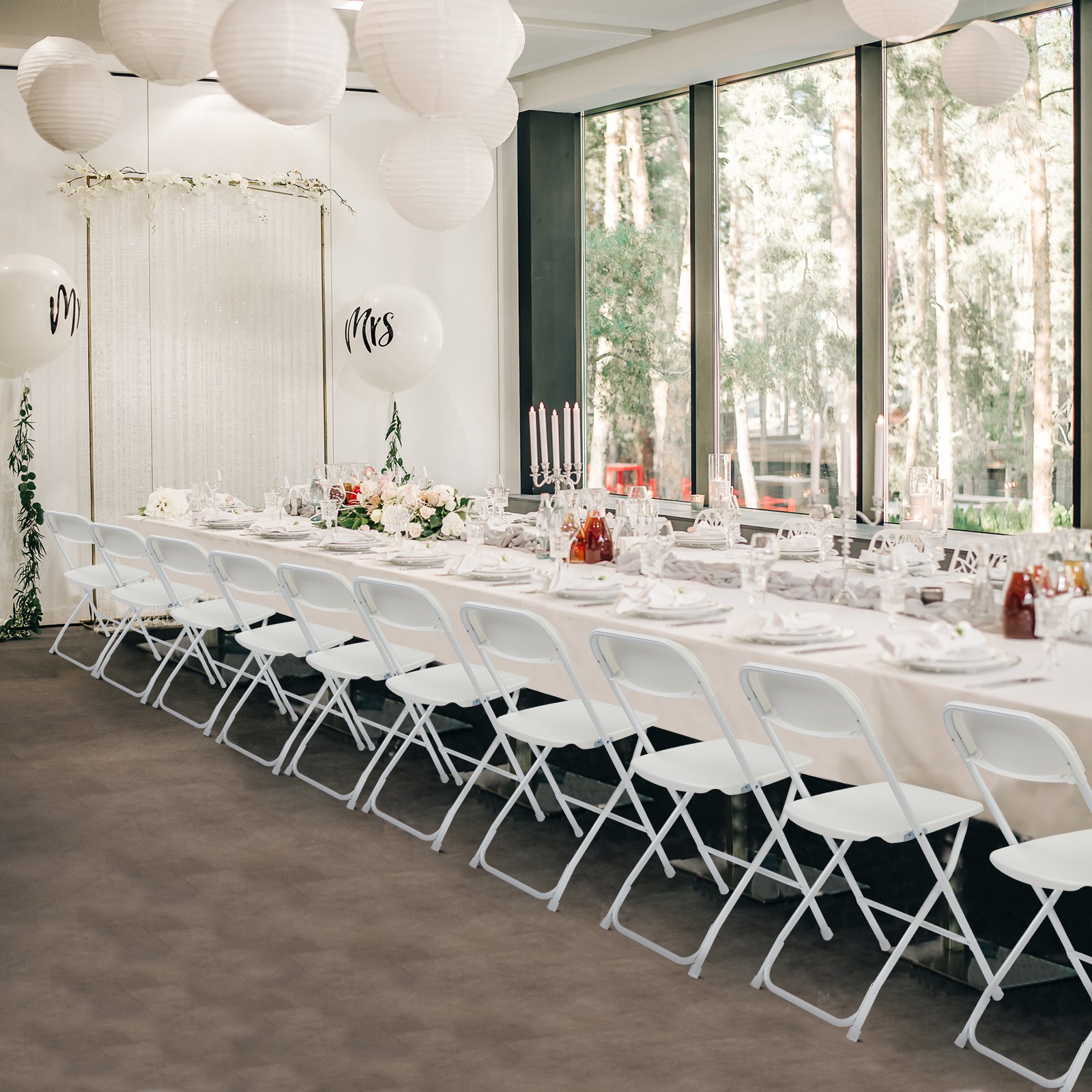 Garden 8Pack Plastic Folding Chairs Stackable Wedding Party Camping Dining Seats