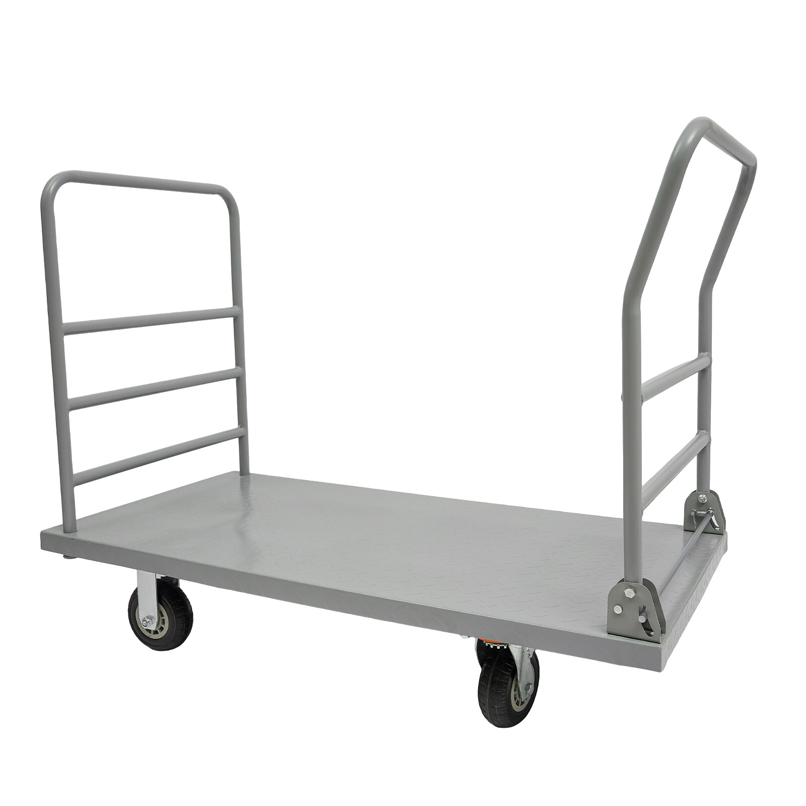 2000lbs Steel Platform Truck 48x24x36" Hand Push Flat Cart 2 Casters w/ Brake US
