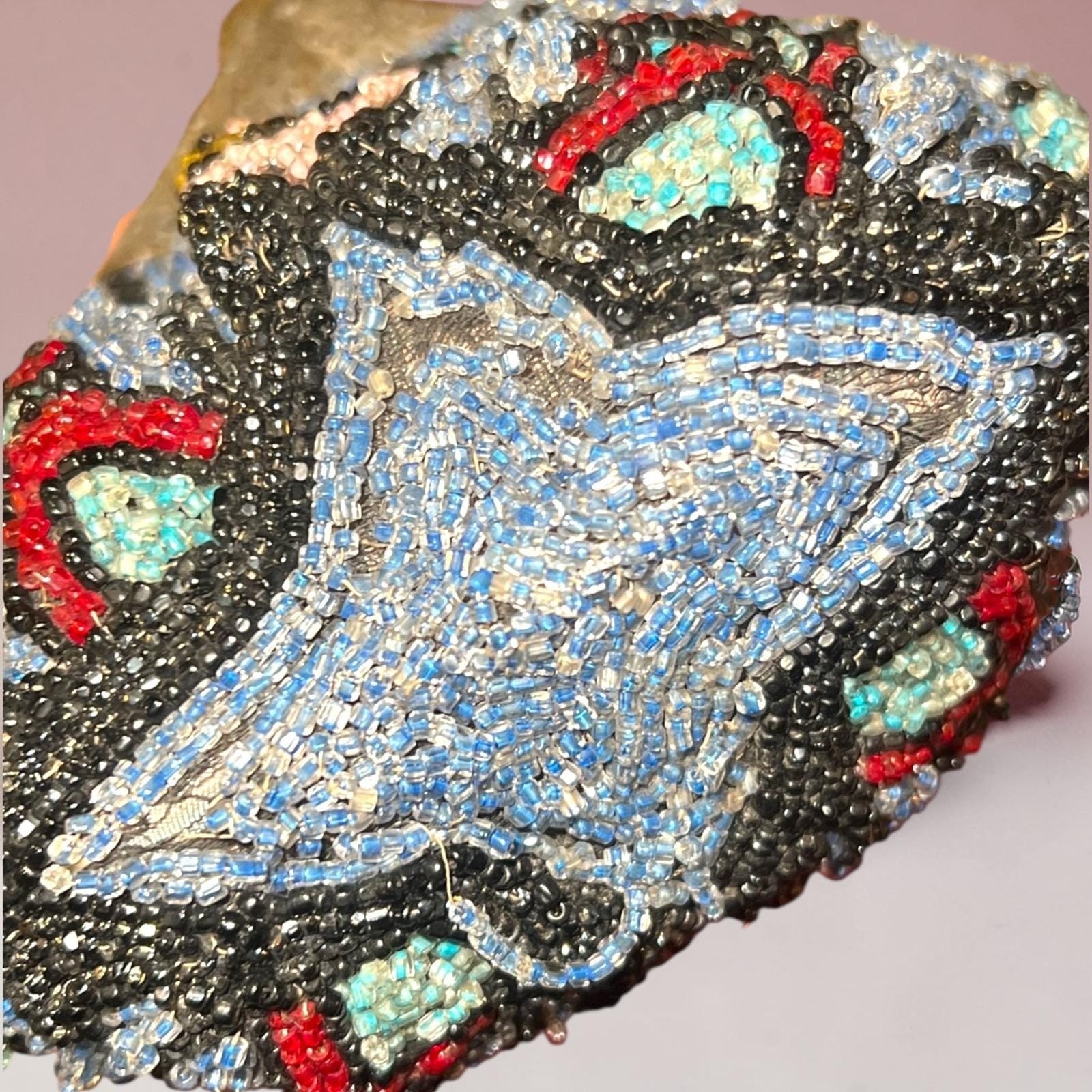 Antique 1920s Art Deco Micro Beaded Flapper Purse Floral Czech Glass Evening Bag