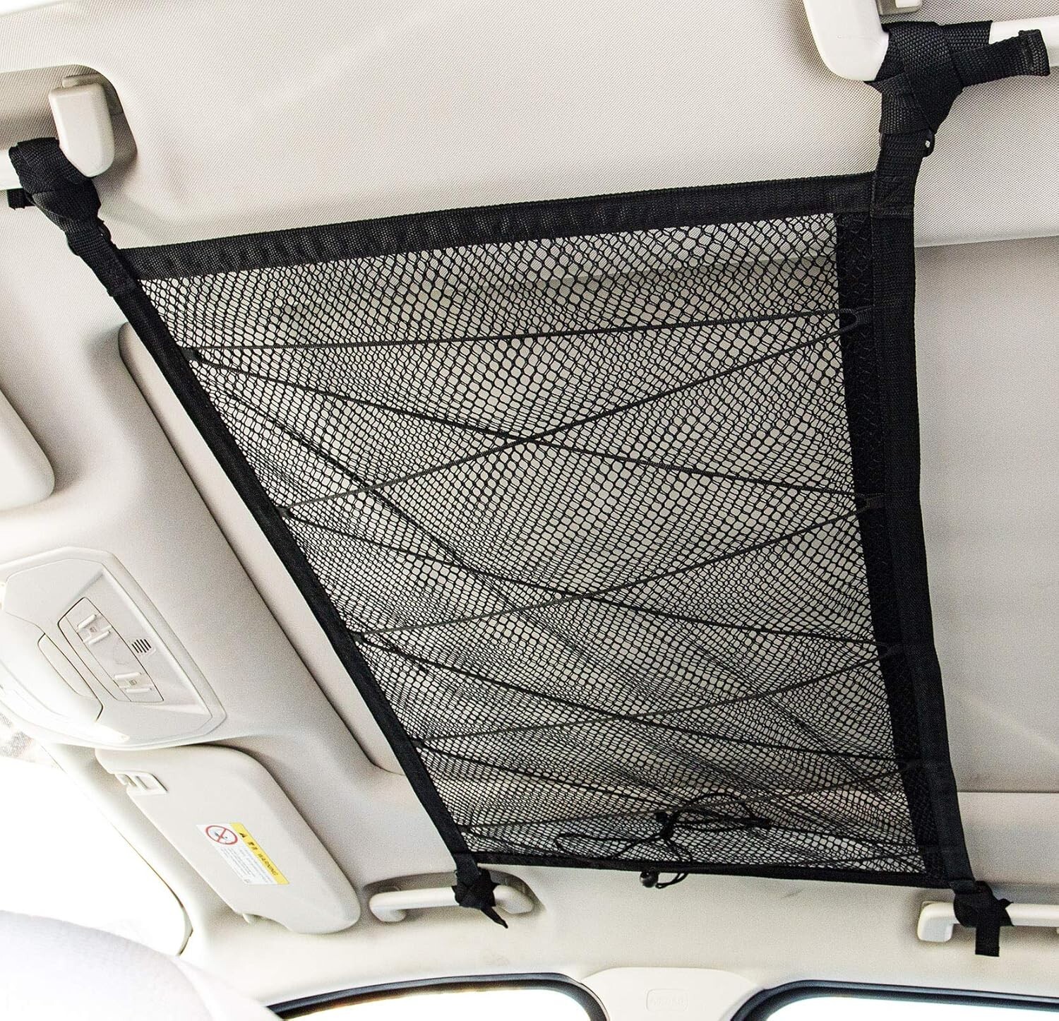 Car Ceiling Cargo Net Pocket,31"x21" Adjustable Double-Layer Mesh SUV Roof
