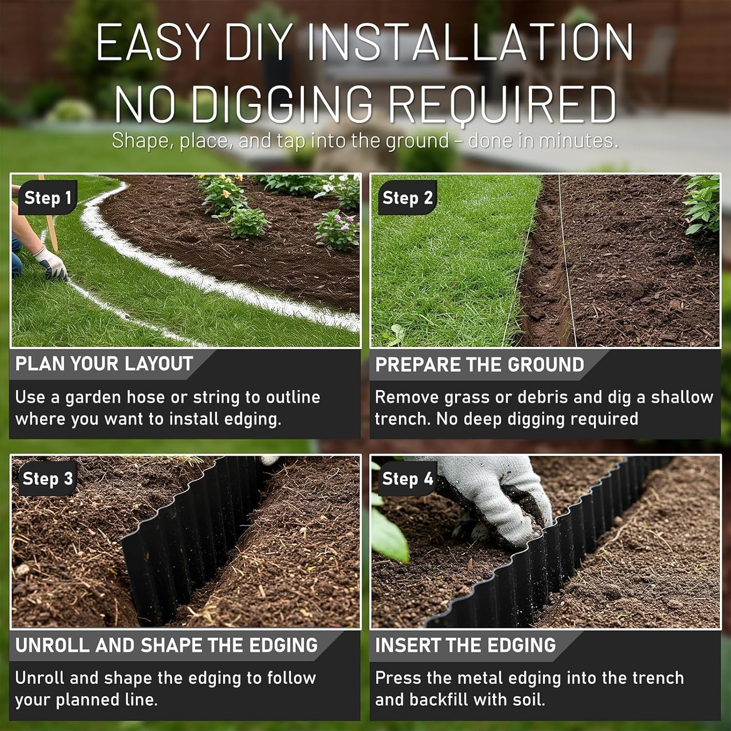 Durable 40FT x 8IN Galvanized Steel Edging for Beautiful Flower Beds & Paths