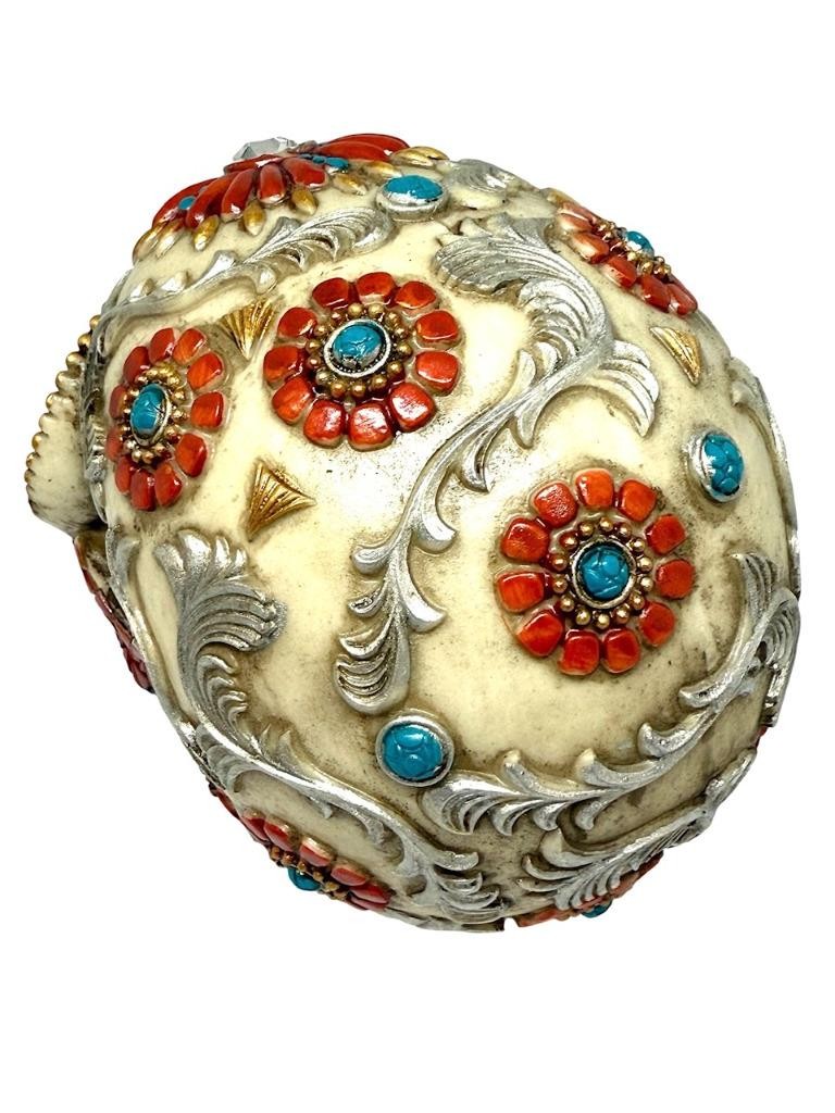 Gothic Day Of The Dead Flower Floral SKULL Skeleton HEAD Sculpture Figurine Gift