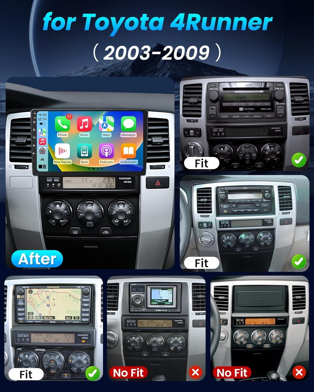 For Toyota 4Runner 2003-2009 With JBL Carplay Android13 Car Stereo Radio GPS 64G