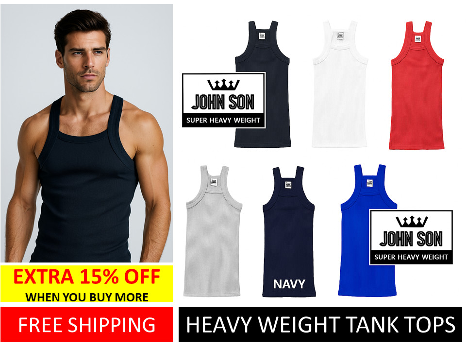 Men's G-unit Tank Top [JOHN SON] Muscle Square Cut Super Heavy Weight [ Single ]
