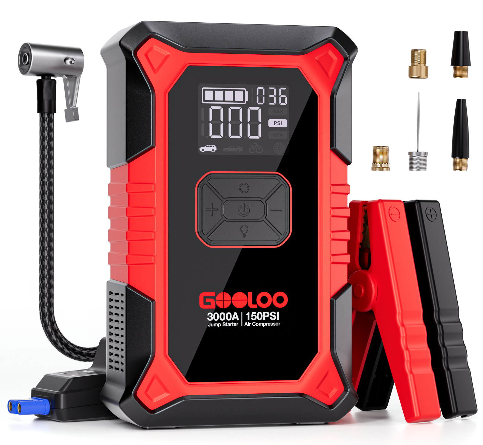 GOOLOO A3 Jump Starter with Air Compressor, 3000A Portable Car Battery Booster