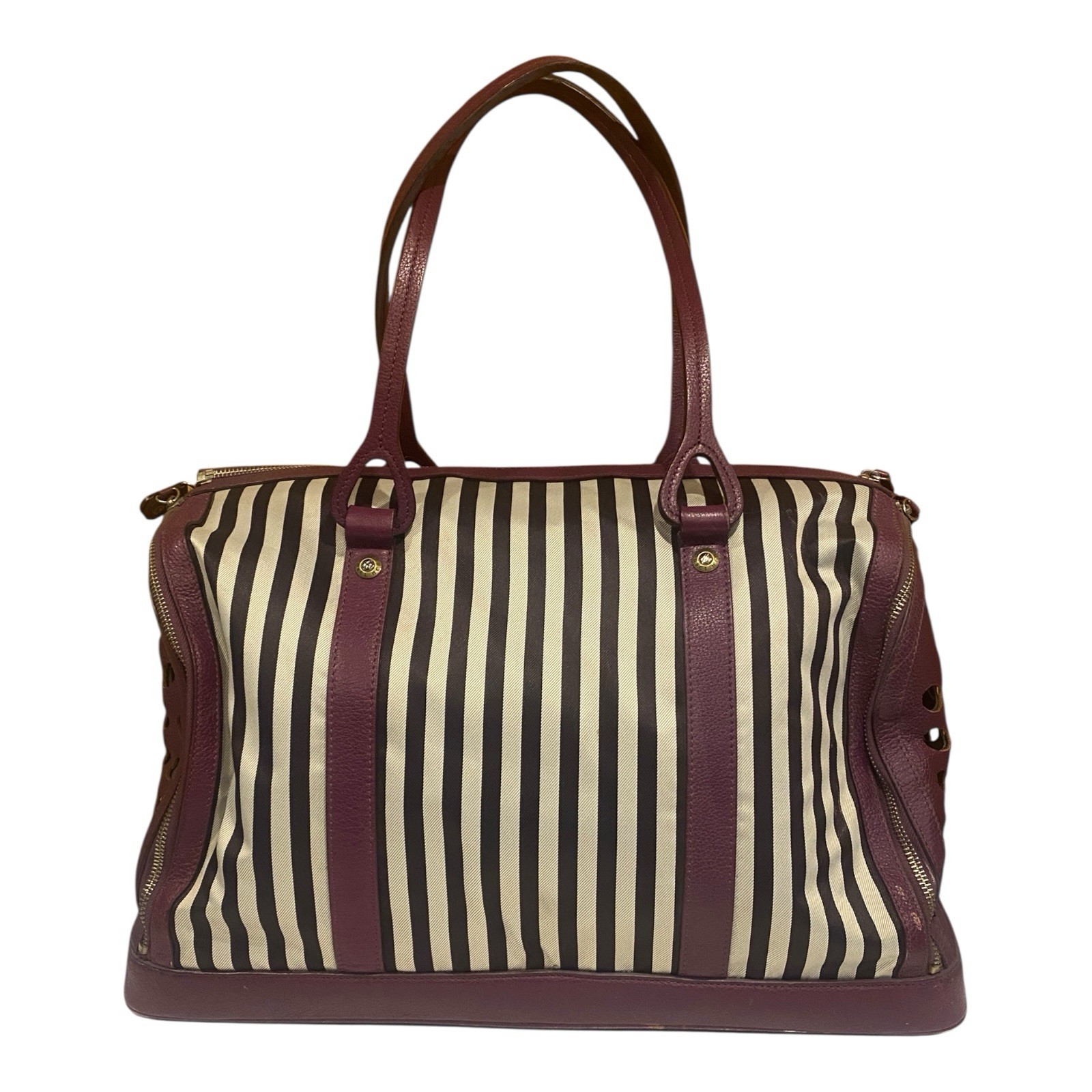 Henri Bendel Iconic Stripe Pet Carrier Dog Bag 5th Ave NY Travel Designer RARE!