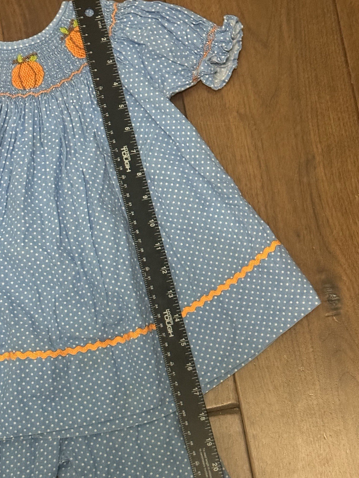 Smocked Sweets Size 3 Two Piece Blue Fall Outfit Smocked Pumpkins Girls