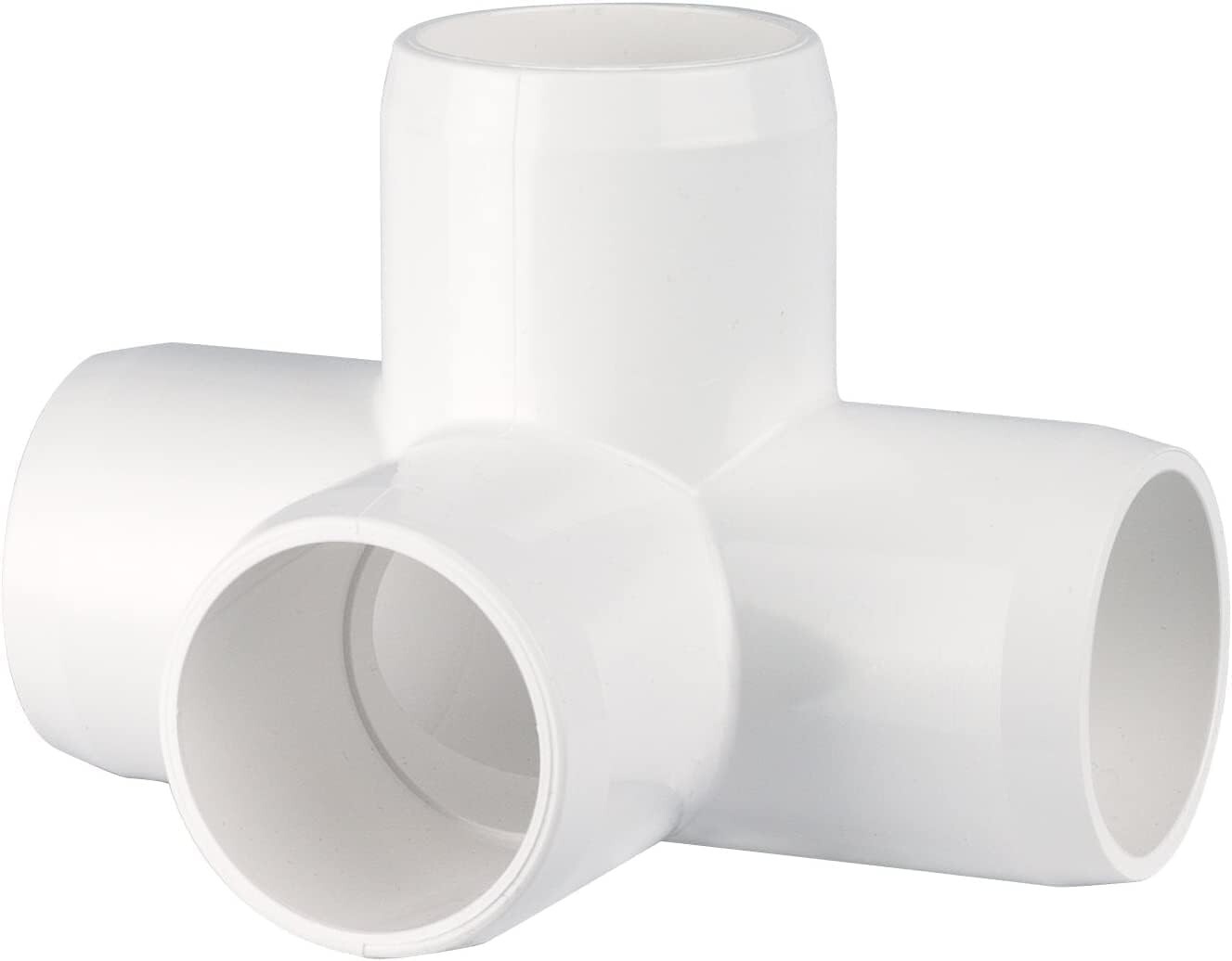 3/4" Furniture Grade 4-Way Side Outlet Tee PVC Fitting - 4 Pack