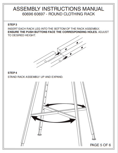 Chrome 36" Round Clothing Rack Height 48 - 72" H Leveler Glides Garment