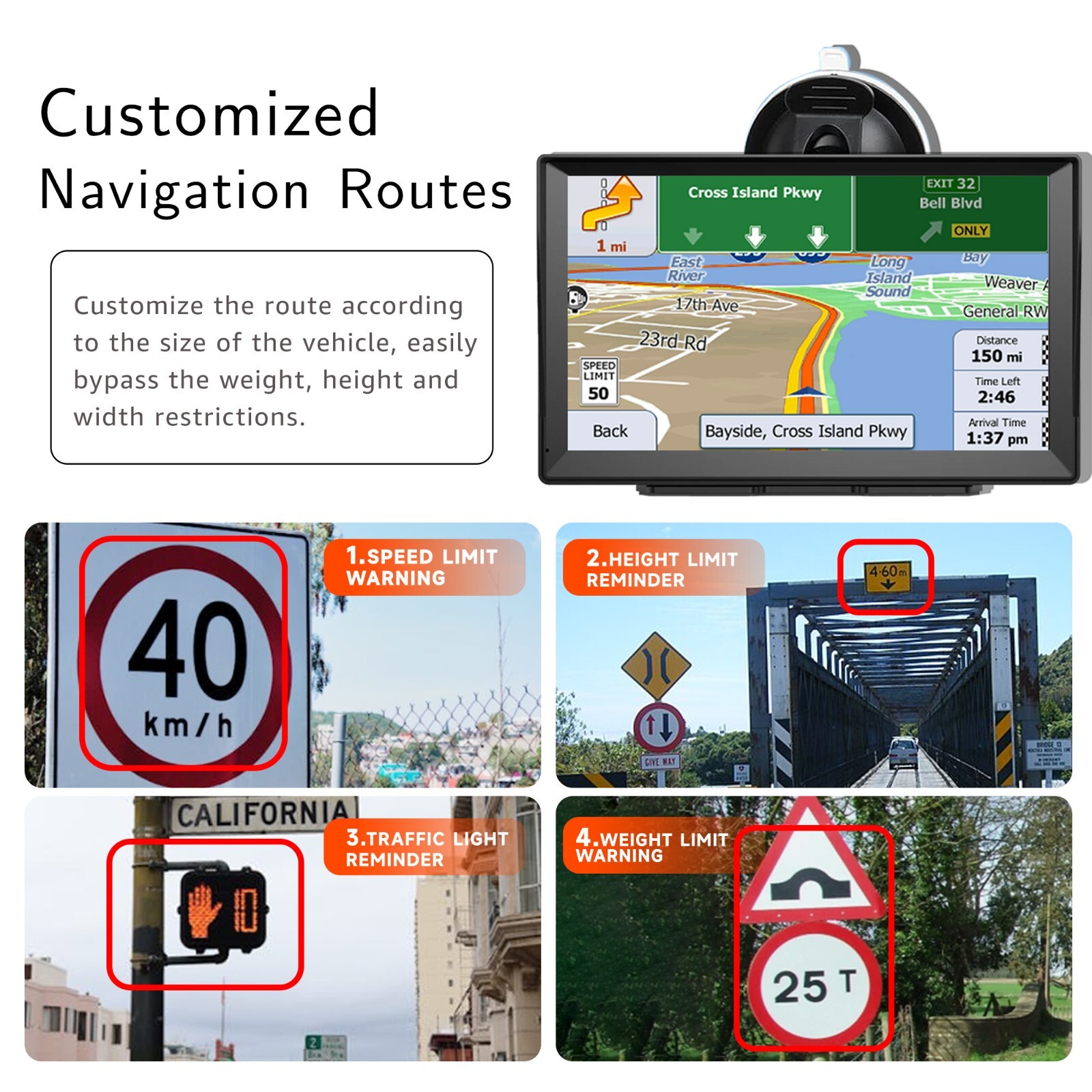 9-Inch GPS Navigator for Car Truck 2025 Offline Maps with Lifetime Free Updates