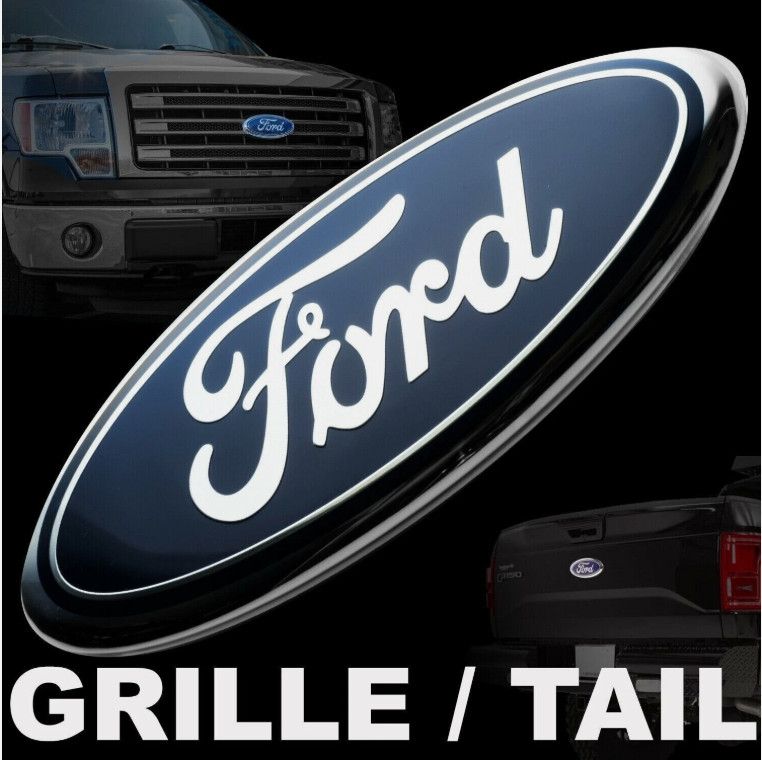 BLUE & CHROME 2005-2014 Ford F150 FRONT GRILLE/ TAILGATE 9 inch Oval Emblem 1PC
