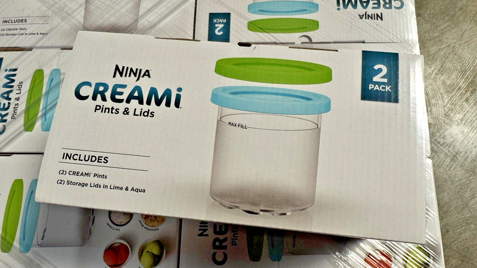 Ninja CREAMi Pints 2 Pack, Compatible with NC299AMZ & NC300s CREAMi  Lime/Aqua