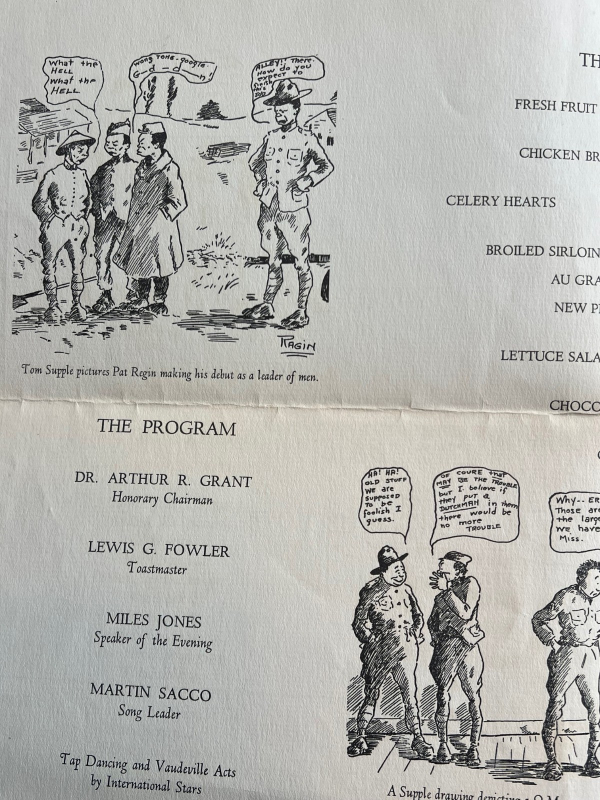 WWI AEF Base Hospital No. 48 France Veteran Reunion Menu Souvenir Cartoon WWII