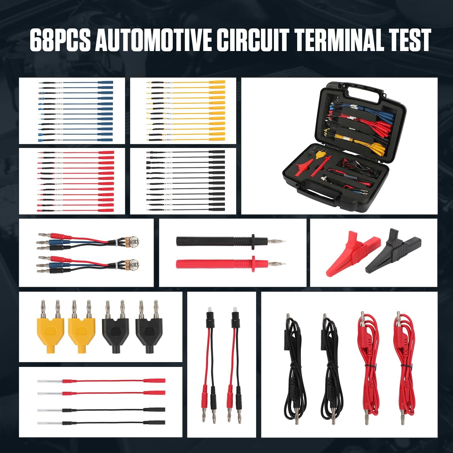 68PCS Automotive Multimeter Test Leads Kit Clips Electrical Test Diagnostic Tool
