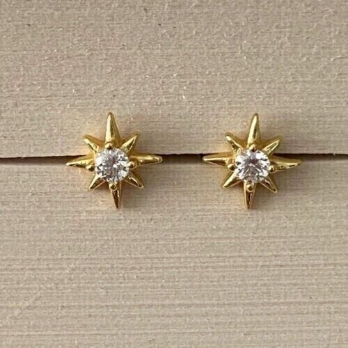 0.50Ct Round Cut Natural Diamond Women's Star Stud Earrings in 14K Yellow Gold