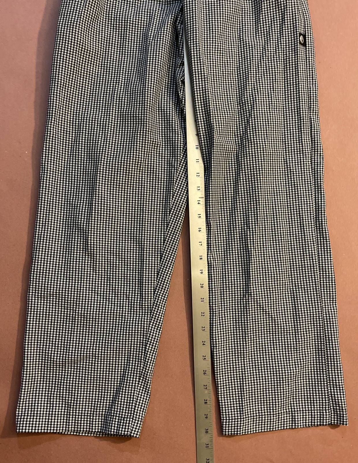 CHEF WORKS BLACK & WHITE CHECKERED DRAWSTRING PANTS SIZE SMALL