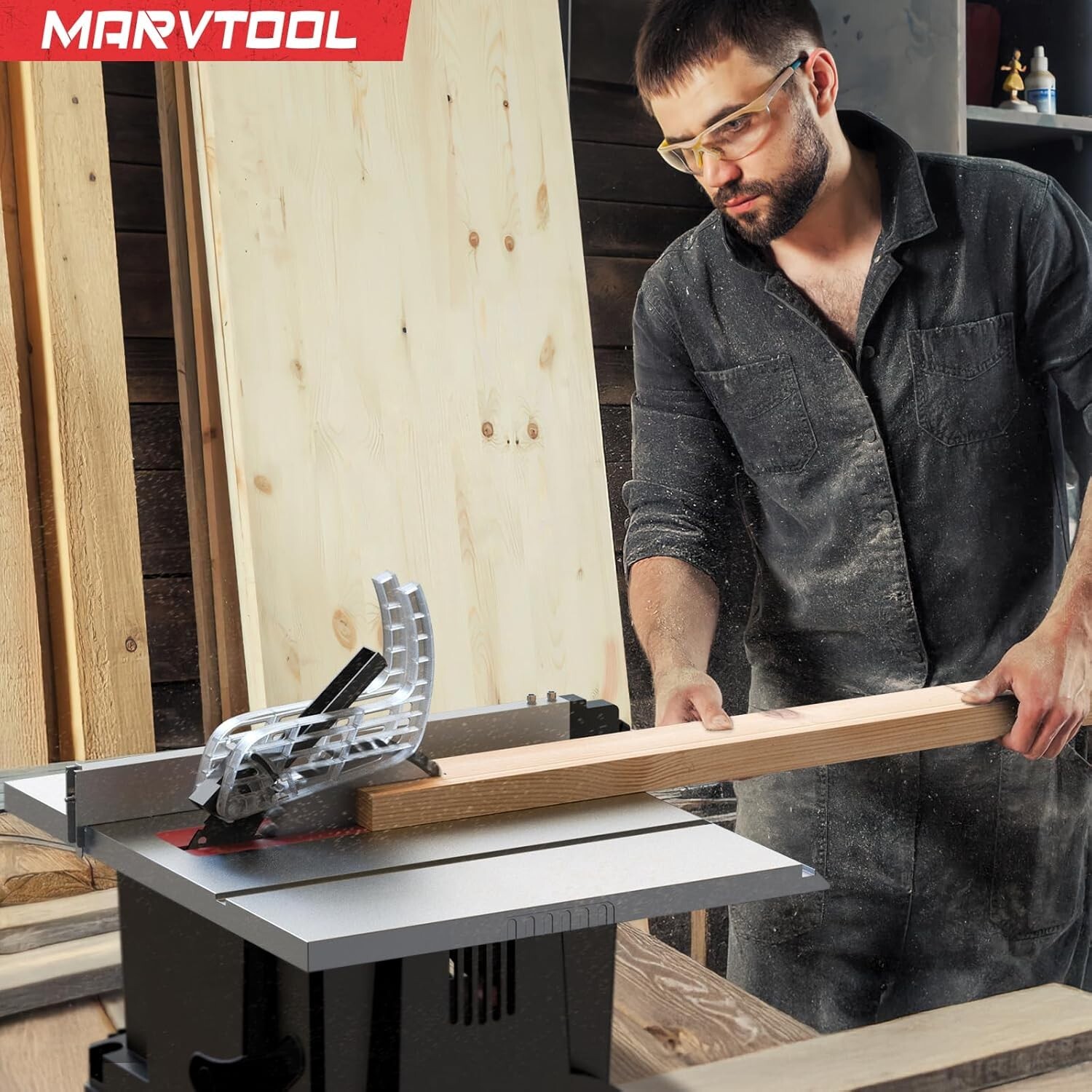 MarvTool 15Amp Portable Table Saw 10 in 4600RPM Compact Tablesaw with 36T Blade
