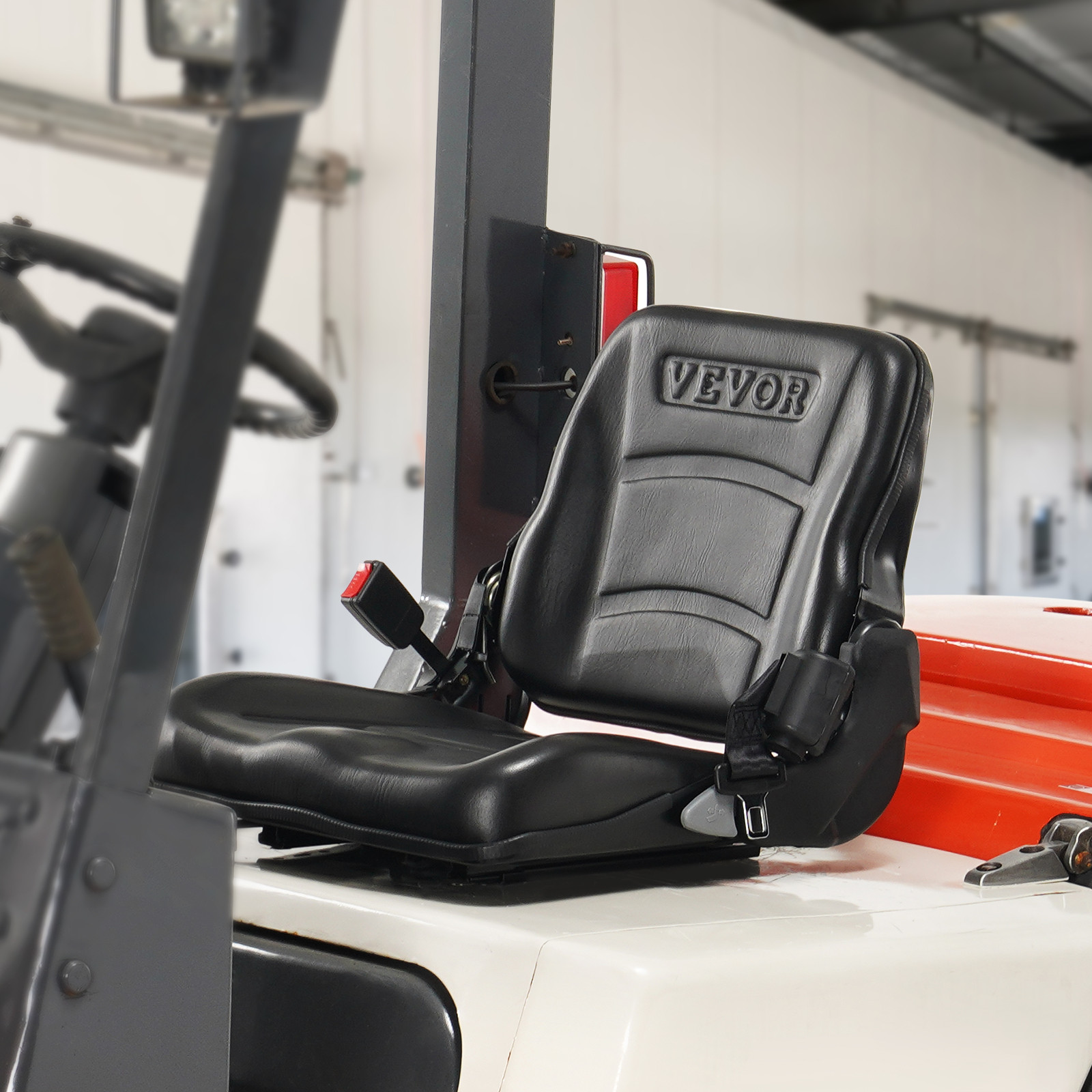 VEVOR Universal Forklift Seat Fold Down Forklift Seat Adjustable Back & Seatbelt