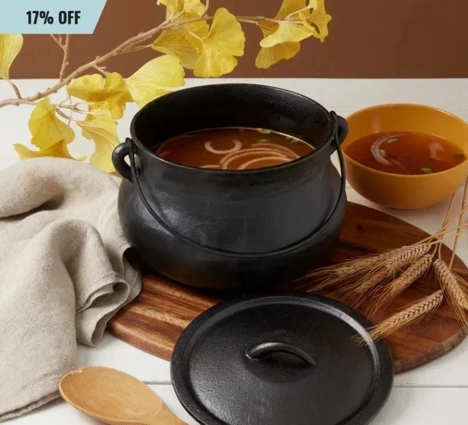 ✅ 4-Quart Cast Iron Cauldron Pot w/ Handle Pre-Seasoned Black Cooking Cauldron ✅