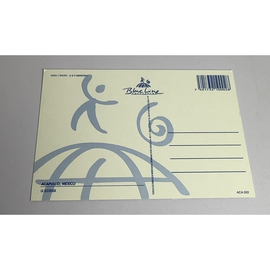 Acapulco Mexico Vintage Postcard Cliff Divers La Quebrada Blue Line ACA 022