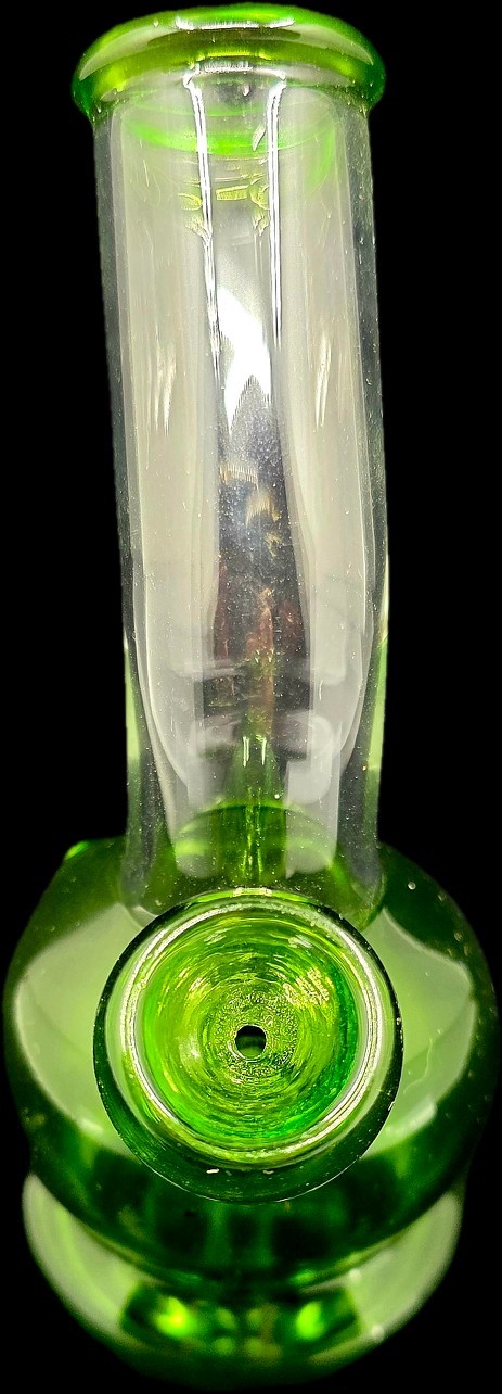5" GREEN CURVED NECK GLASS Tobacco Mini Hookah Water Pipe Bong WITH SCREENS!