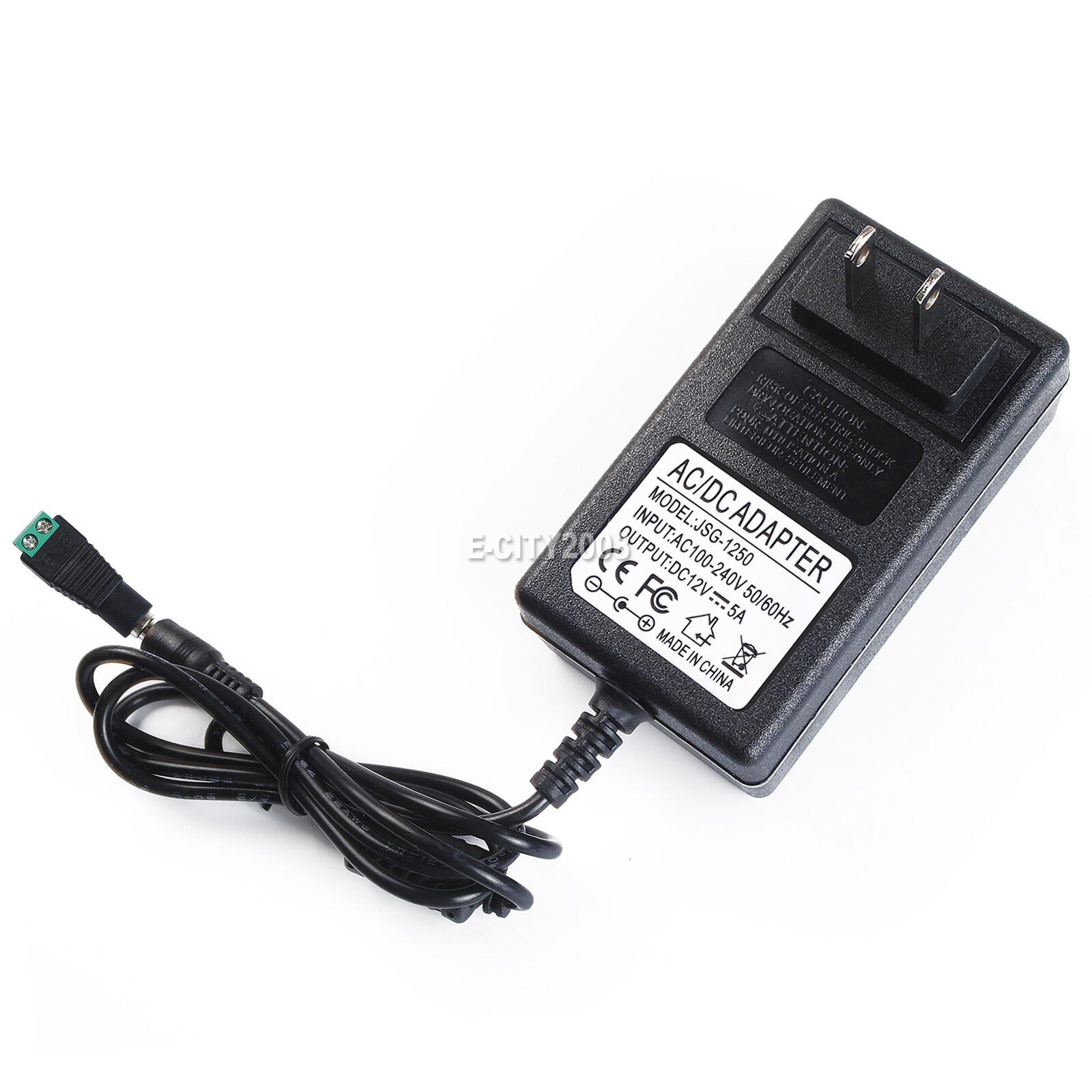 12V 5A 5 AMP 60W DC Power Supply Adapter Transformer LED Strip CCTV PC 5050 USA